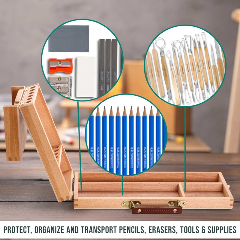 U.S. Art Supply Multi-Function Flip Open Artist Supply Box with