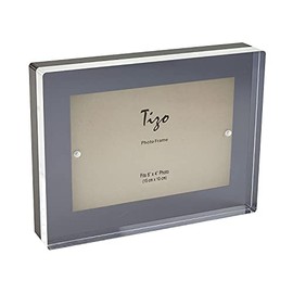 TIZO Design 4x6 Thick Lucite Block Picture Frame, Boutique Quality Photo Frame (Smoke)