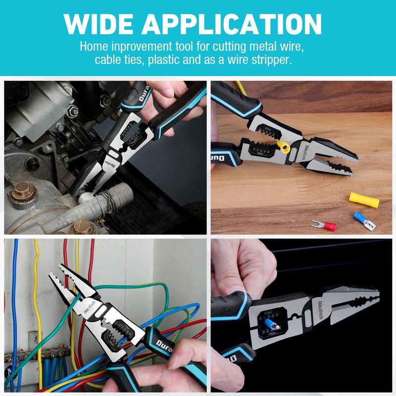 DURATECH 6-in-1 Linesman Pliers, 8.5" Multipurpose Combination Pliers with Wire