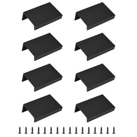MOROBOR Black Mini Finger Edge Puller, 8 Pieces Concealed Handle, Modern Drawer Handle, Invisible Cabinet Knobs Made of Right Angle Aluminium Alloy for Cabinet Fittings, Drawers, 50mm