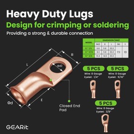 GearIT 8 Gauge CCA Battery Cable - 20 Heat Shrink Wrap, 15 Lugs, Automotive Amp Wire Kit (25 ft Each - Black/Red)