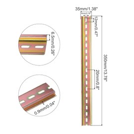 MECCANIXITY 3 Pcs DIN Rail Slotted Iron Mounting Guide 14"(350mm) Long 35mm Wide 6.5mm High Bronze Tone
