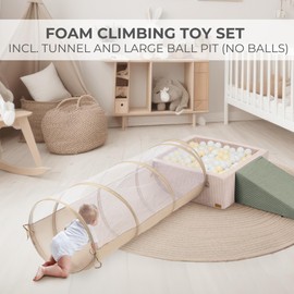 Fun Climbing Toy Set for Toddlers Aged 1-3 - Incl. Crawl Through Tunnel, Large Ball Pit & Climbing Blocks for Unlimited Indoor Fun - Perfect Foam Play Area for Kids to Safely Learn New Skill