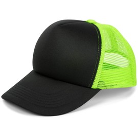 stylebreaker 04023007 5 Panel Mesh Trucker Baseball Cap Adjustable Unisex - Black / neon green