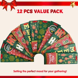 JOYIN 12 bolsas de regalo de vino de Navidad, botellas de vino de día festivo, bolsas con asas para decoración de mesa de hogar, día festivo de invierno, Navidad, fiesta