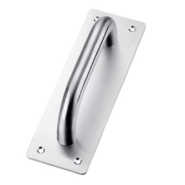 Stainless Steel Door Pull Handle Plate Commercial Door Handle, Door Pulls Plate - No Sharp Edge - Screws Included 11inches (Rectangle, 1 Piece, Small)