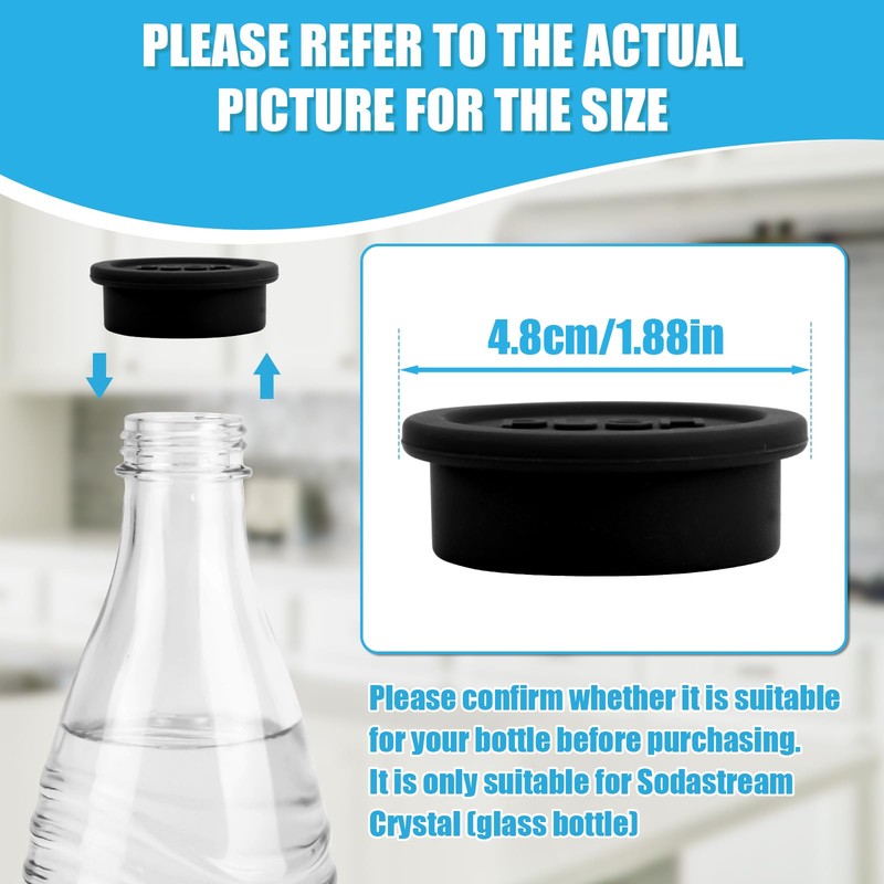 4pcs Bottle Lids for Sodastream Glass Bottle, Silicone Drink Water