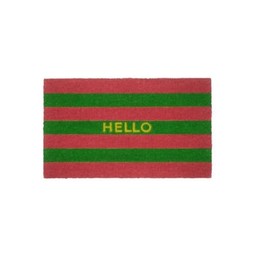 Gift Company Hello Doormat, Striped, Pink/Green, 45 x 75 cm