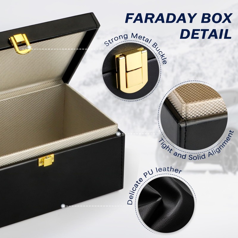 WEKUBA Faraday Box with 3 Pack Faraday Pouches, for Car