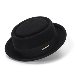 Men's Flat Top Pork Pie Hat - Wool Porkpie Fedora Hats Vintage Bowler Hats for Women