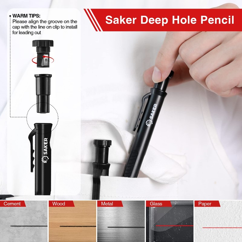 Saker Multi-Function Foldable Level and Deep Hole Pencil Set,Perfect Set