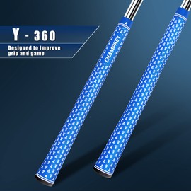 CHAMPKEY Y-360 Rubber Golf Grips 13 Pack Come with All Repair Kits - All Weather Performance, High Feedback and Traction Golf Club Grips（Midsize,Blue）