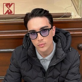 SHEEN KELLY Vintage Round Lens Sunglasses - Robert Downey Jr. / Johnny Depp Eyewear - Colourful Polarized Lens + TR90 Frame - Unisex (Purple(L))