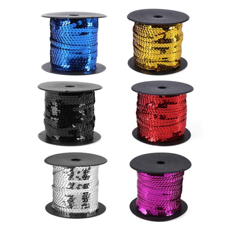 Aysekone Sewing Thread 6mm Metallic Shiny Edge Flat Round Sequins