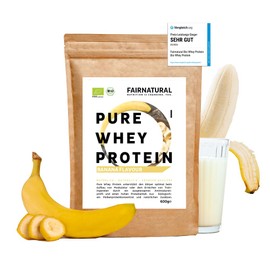 Organic Whey Protein Powder Banana without Chemicals [Regional from Germany] – High Quality Organic Protein Shakes, 100% Natural, 600 g Organic Protein Powder Made from Premium Whey Protein Powder