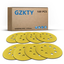 GZKTY 125 mm Sanding Discs, 100 Pieces, 8 Holes, Grits 40/60/80/120/240, for 5 Inch Orbital Sanders