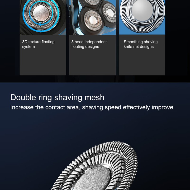 Electric Shaver Waterproof Rechargeable Close Fitting Beard Shaving Trimming Tool
