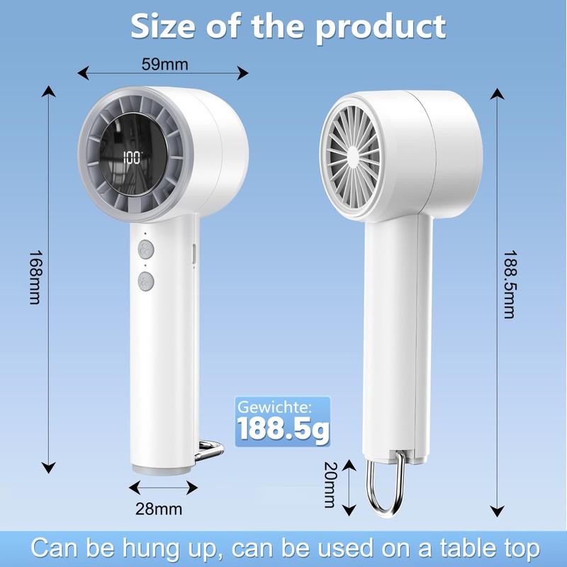 JATEKA Handheld Fan, Portable Mini Fan, USB Fan, Hand Fan