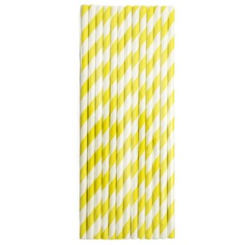 Kleiner Panda - Paper Straws - 25 Pieces 19.7 cm - Colourful Drinking Straws Party Organic (Yellow/White)