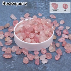 Pack of 500 Gemstone Beads, Rose Quartz Beads for Threading, Crystal Beads, Gemstone Beads for Crafts, 5-8 mm, Irregular Drilled Natural Stone Beads for DIY Bracelets, Necklaces, Earrings, Jewellery