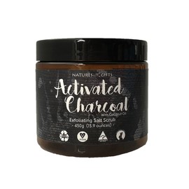 Clover Fields Nature's Gifts Activated Charcoal Scrub with Coconut Oil Exfoliating Salt 450g