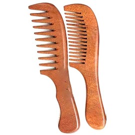 Morsafe Sandalwood Wide Tooth Comb and Fine Tooth Comb for Women Men Kids, Anti-static Detangling Hair Comb for Curly Fine Straight Wet Dry Hair