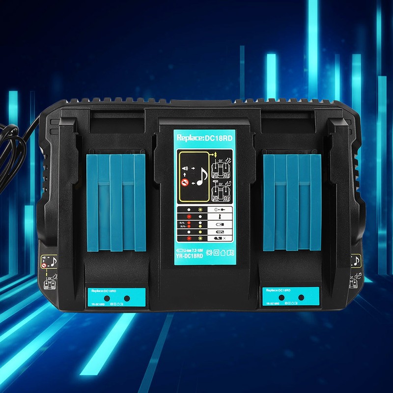 Double Battery Charger with USB Interface DC18RD Fit for Makita