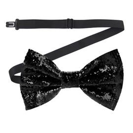 DIELOVEHUA Glittering Pre-Tied Bow Tie, Men's Black, Sequin Bow Ties for Men, Adjustable Length, Shiny Bow Tie for Wedding, Party, Christmas, Banquet, Carnival, black