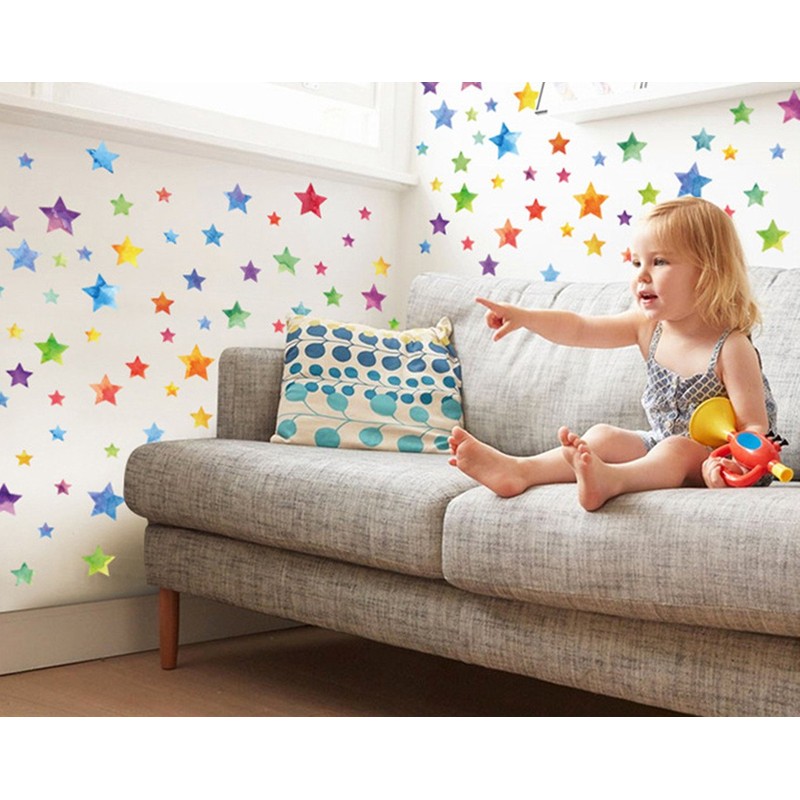 Adhesivos decorativos para pared (123 adhesivos), diseño de estrellas, Una