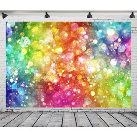 Loccor 9x6ft Rainbow Colorful Backdrop Durable Fabric No Wrinkles (No Glitter) Light Spot Photo Background Baby Shower Birthday Party Banner Dance Decorations Portraits Video Photobooth Studio Props