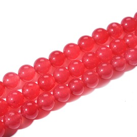 Asingeloo Red Chalcedony Natural Gemstones Beads Round Loose Beads for Jewelry Making DIY Bracelets, Necklace, Earrings 15" Per Line (8mm, Red Chalcedony)