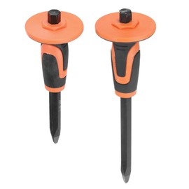 HARFINGTON 1Set Masonry Chisel 9.8" /11.8" Pointed Head with Hand Guard Protection Pointed Chisel Rock Concrete Mortar Stone Chisel for Stone Brick Breaking Carving Demolishing Splitting