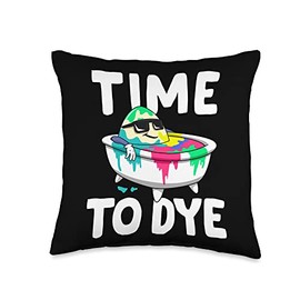 Easter Time To Dye Merch Co Prepare Easter Day Dyeing Egg in Bathtub Men Kid Boy Throw Pillow, 16x16, Multicolor