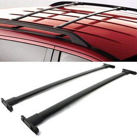 IKON MOTORSPORTS Cross Bars Compatible With 2011-2015 Ford Explorer | Aluminum Black Roof Top Bar Luggage Carrier