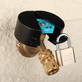 Faucet Valve Lock with Padlock Tap Lock Outdoor Water Spigot Lock Hose Bib Locks Child Proof Dog Proof Prevent Water Stealing,Black