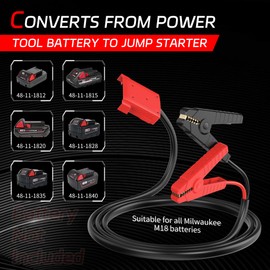 Govel Battery Jump Starter Jumper Cable Clamps for Milwaukee M18 18V, 8AWG 6.5FT Auto Booster Cable for Jump Starting Car Cable Power Tool Line(Battery not Included)