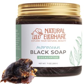 Natural Elephant Moroccan Black Soap With Eucalyptus Essential Oil 200g (7oz)