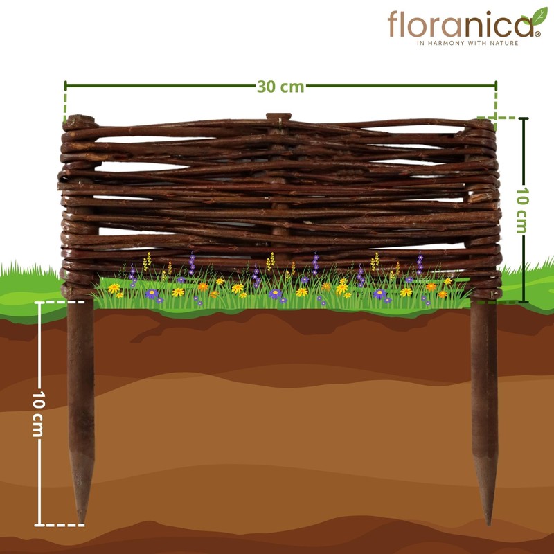 Floranica Willow Flower Bed Edging, Fence in 25 Sizes, Lawn