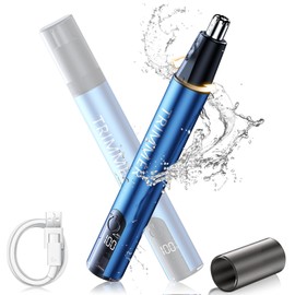 MuGaoDee 鼻毛カッター レディース メンズ 耳 鼻毛切り エチケットカッター 電動 電力残量表示 水洗い可能 USB Type-C充電式 低騒音 男女兼用 おしゃれ ペン型 持ち運び便利 多機能電動 男女兼用 敬老の日 母の日 父の日 誕生日 クリスマス 記念日 贈り物 (ブルー)