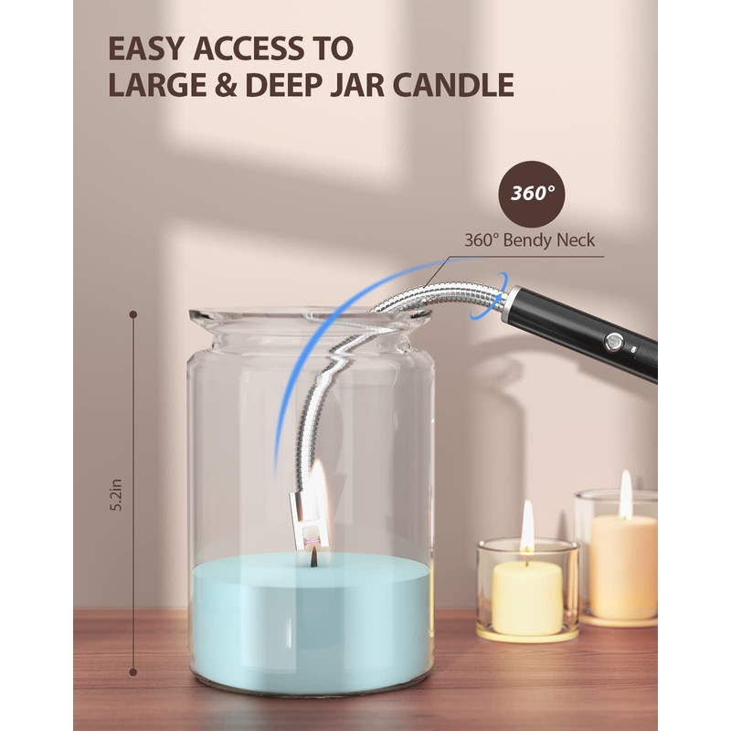 RONXS Candle Lighters, Long Electric Lighter Rechargeable USB Lighter with