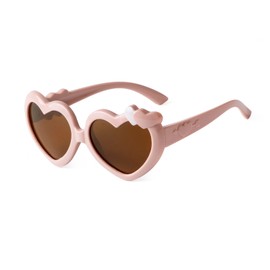 DQbhzh Heart Sunglasses Kids Polarized Girls Cute Cartoon Shaped Trendy Silicon UV Protection Unisex Age 3+ Pink Tea