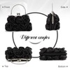 EVEOUT Elegant Satin Flower Evening Handbag with Chain for Women