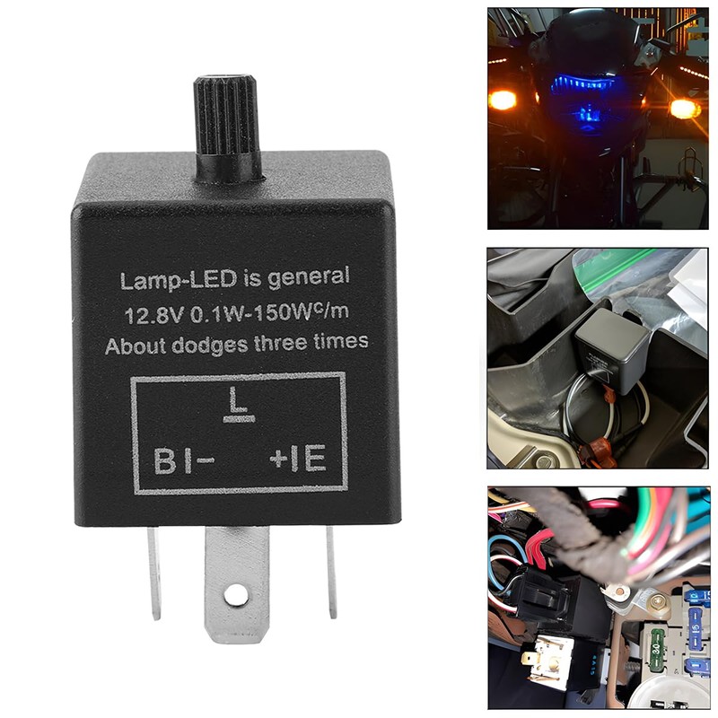 CGEAMDY Motorcycle Indicator Adjustable Indicator, 3-Pin Indicator Relay, Electronic LED