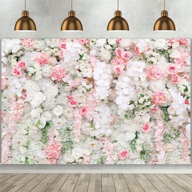 MAQTT 8x6ft Pink Rose Floral Photography Backdrop Spring Tea Girls Birthday Party Bridal Engagement Shower Party Photo Background Studio Prop Banner Celebration