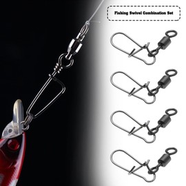 EMSea Set with 100Pcs Fishing Swivel Set Rolling Barrel Swivel with Interlock Snap Fast Spin Fishing Bait Line Connector Accessories for Freshwater Seawater Fishing Set A