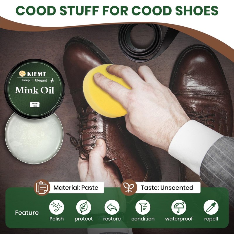 KIEMT Premium Mink Oil Leather Conditioner & Cleaner - All-in-One