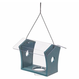 Birds Choice Bluebird Feeder 1 Pound Capacity Recycled Plastic Hanging Bird Feeder Made in USA - Lake Blue