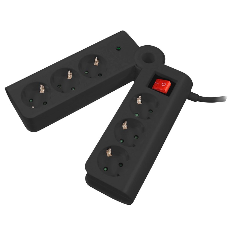 MaxTrack NV75-1.5L Foldable 6-Way Protective Contact Socket Strip, Multiple Socket