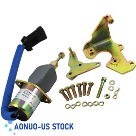 AONUO-US Fuel Shut Off Solenoid 12V Fits Dodge Cummins With Bracket Kit 94-1998 Diesel