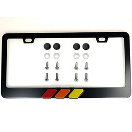 Tri-Color 3D Emblem Aluminum License Plate Frame Cover Holder Compatible with Toyota Vehicle Truck Trailer SUV (Red, Orange and Yellow) (Red, Orange and Yellow, 12.3" x 6.3")